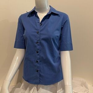 Talbots blue shirt sleeve button down shirt Women size S